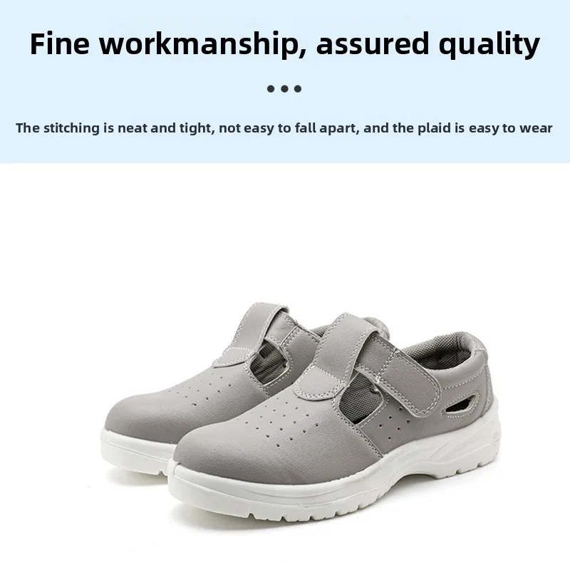 Anti Smash Steel Rod Head Anti Static White Sandals Thickened Soft Sole Breathable for Food Electronic Industry Work Shoe