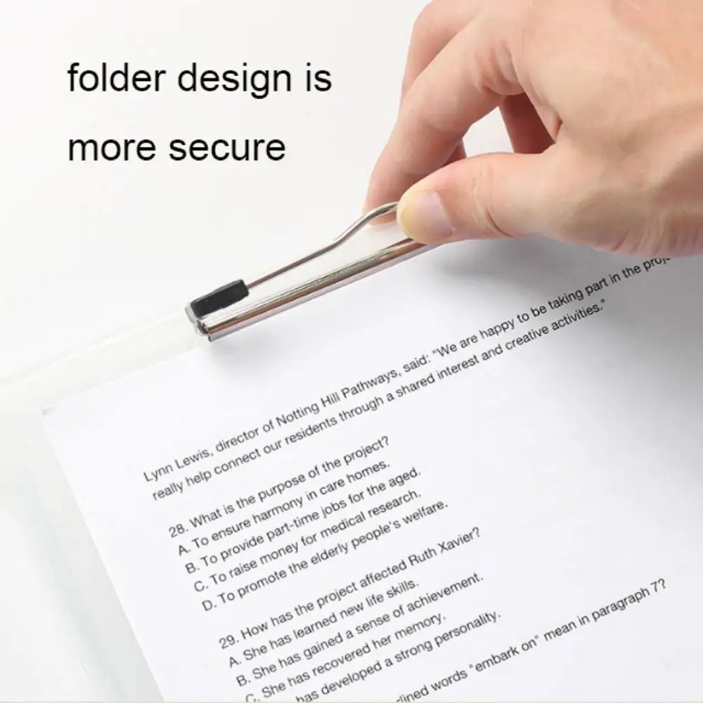 Vertical Opening A4 File Folder Candy Color with Metal Clip Test Paper Storage Box Plastic Writing Board Clipboard Writing Pad