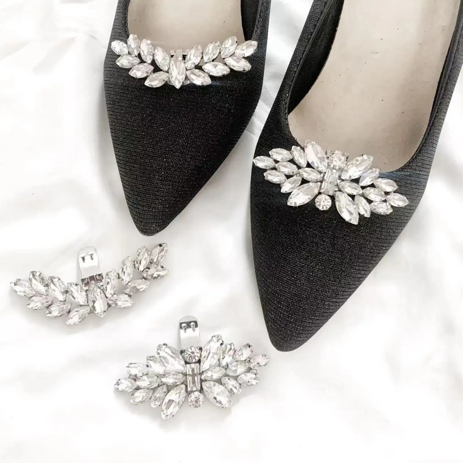 1PC Bride Shoe Decorations Clip Accessories Rhinestone High Heel Charm Buckle Removable Wedding Metal Clamp