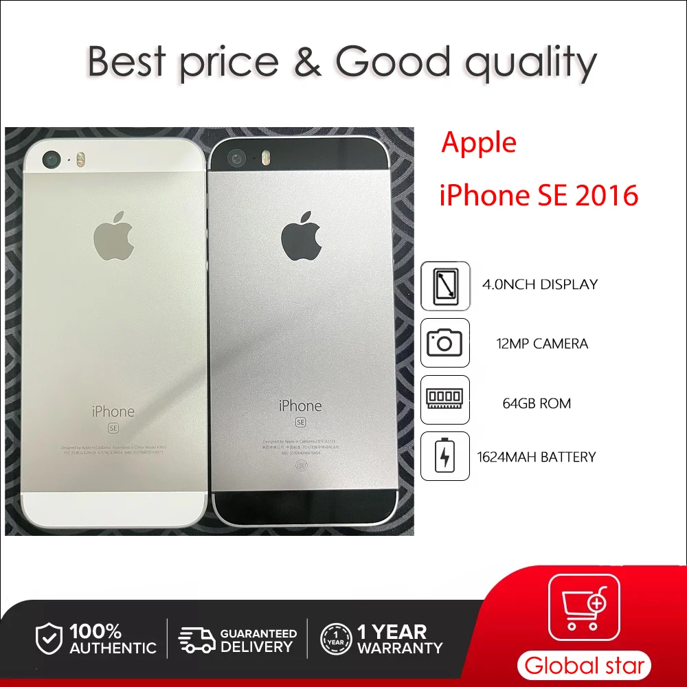 هاتف Apple iPhone SE الأصلي غير مقفول مستعمل IOS A9 4.0 "16/32/64/128GB ROM هاتف محمول 12MP بصمة الإصبع