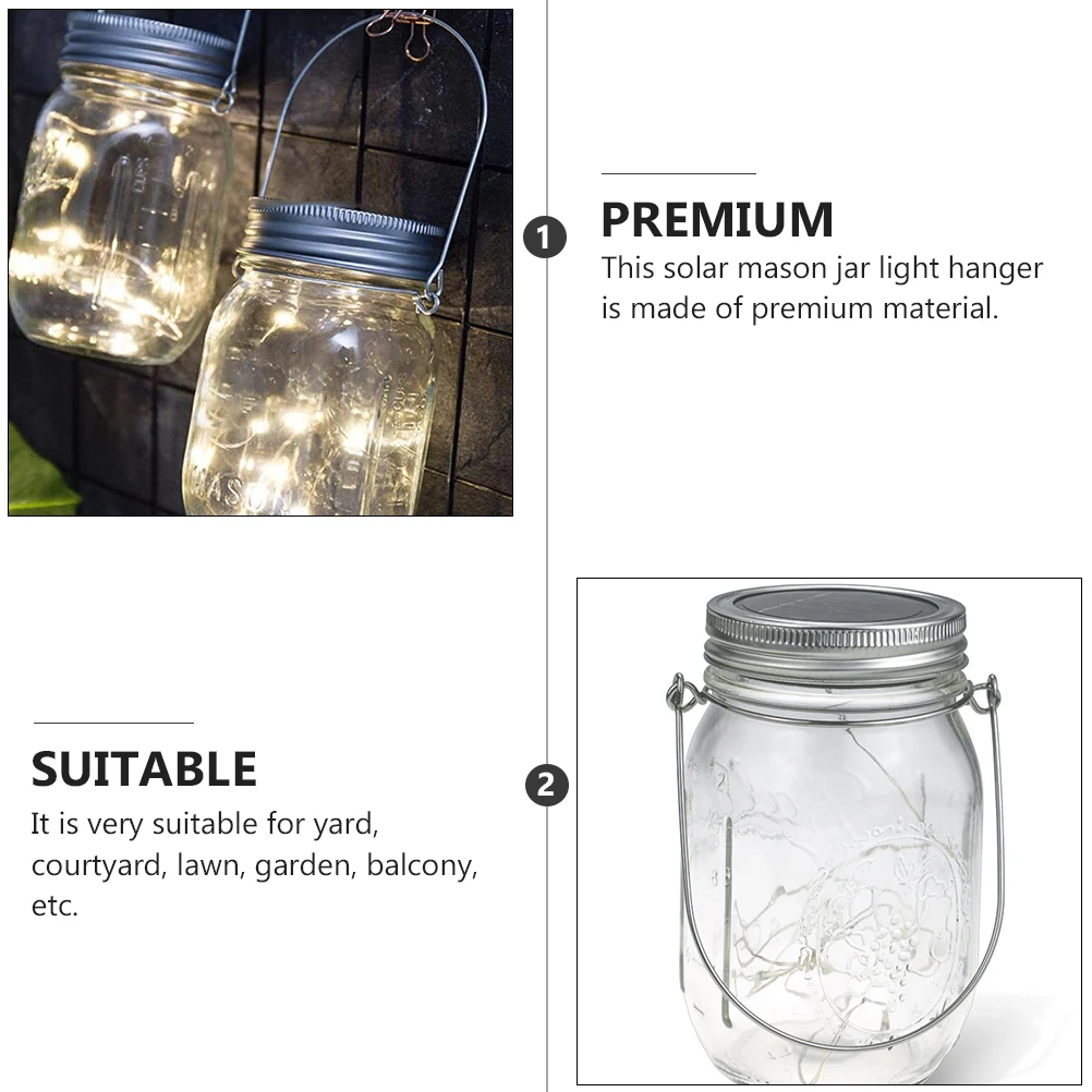 

Solar Mason Jar Light Hanger Iron Galvanized Bottle Hook Outdoor Decor Yard Garden Balcony Lawn Hook Hanging Lamp