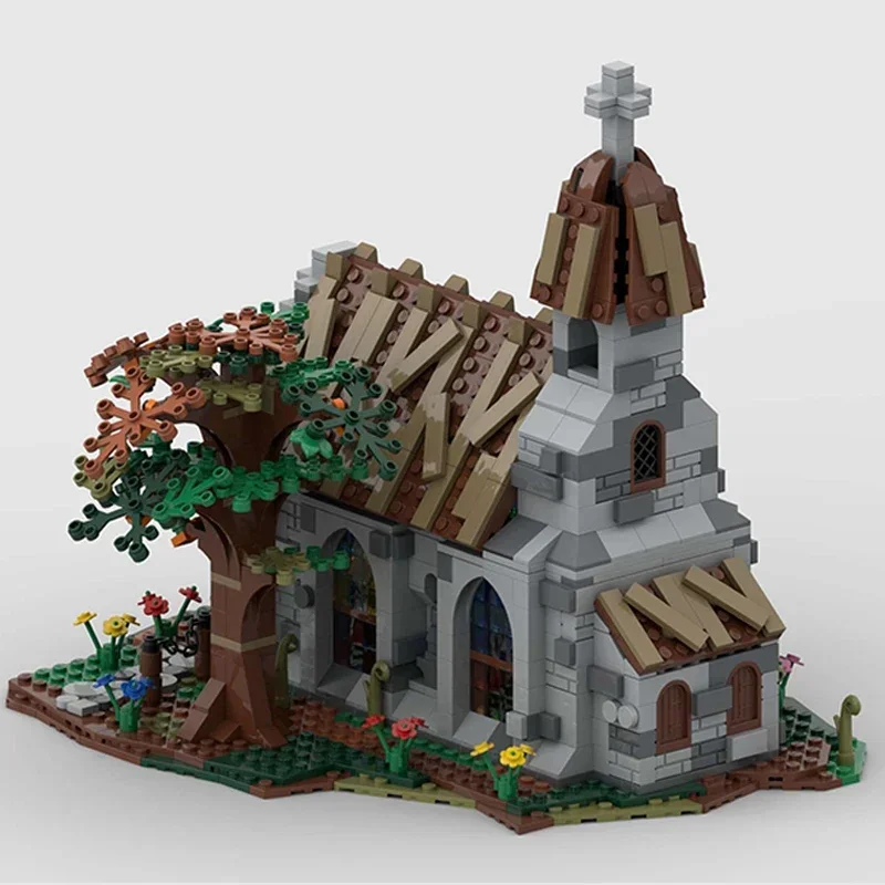 Moc blocos de construção modular vista rua país igreja tijolos técnicos diy montagem brinquedos construção para crianças presentes do feriado