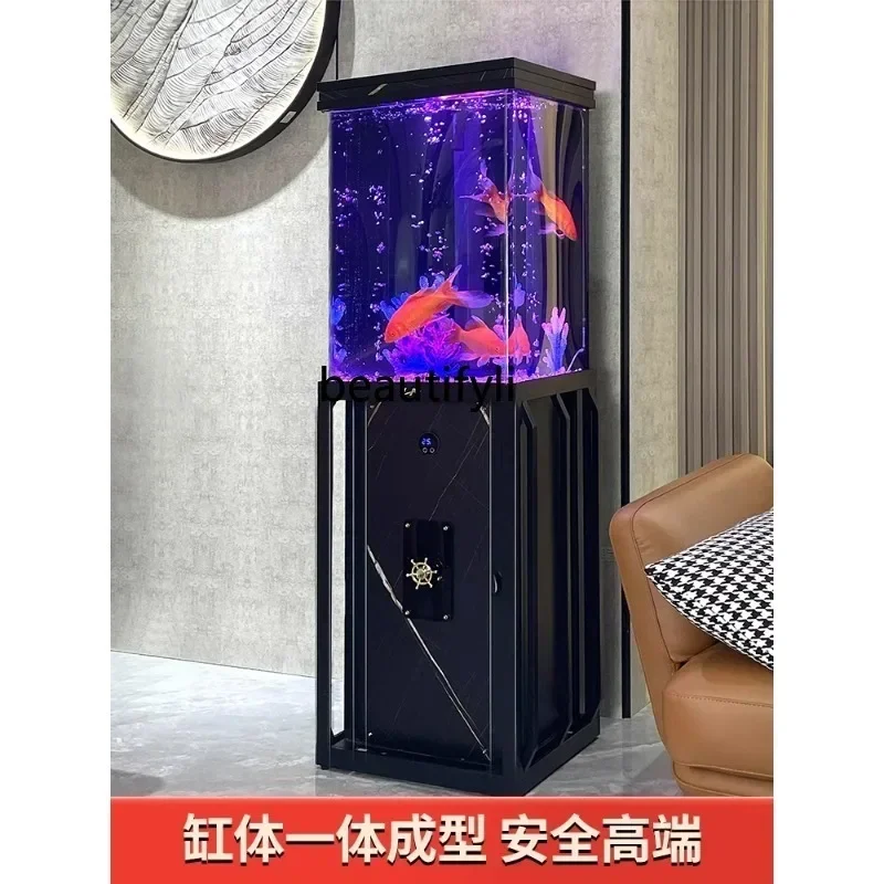 cn8617 ssNew Explosion-Proof Acrylic Fish Tank Integrated Small Living Room Filter Oxygen TV Cabinet Side Bottom Filter