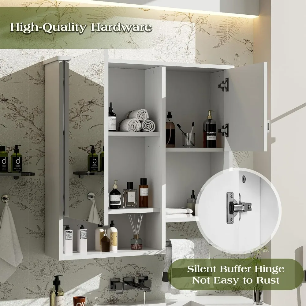 خزانة ذات مرآة مثبتة على الحائط لتخزين الحمام فوق المرحاض