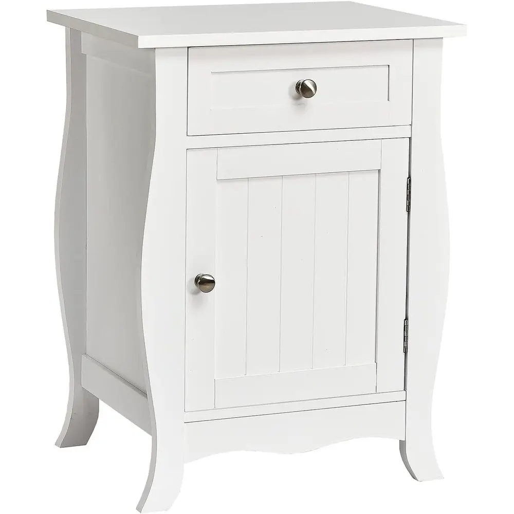 

Белый приставной столик, деревянная прикроватная тумбочка с выдвижным ящиком и однодверным шкафчиком, металлические ручки, прикроватный столик для спальни или гостиной, для дома.