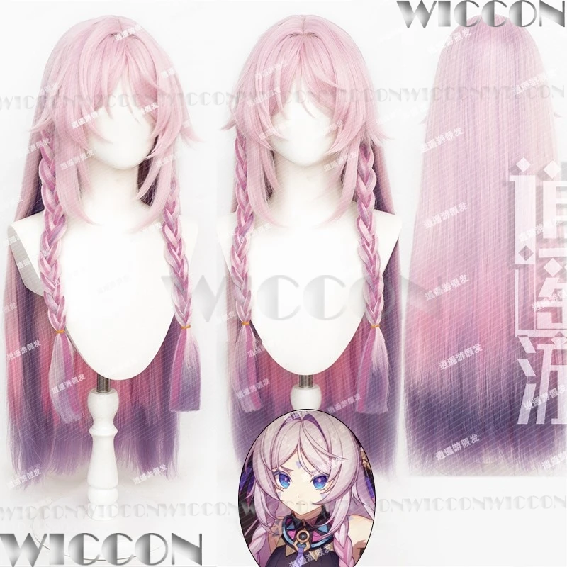 Citlali Hair Game Genshin Impact Cosplay Prop Long Wig Braid Pink-Purple Gradient 80cm Women Girl Holloween Roleplay Customized