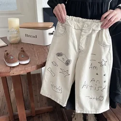 New Sping Autumn Boys graffiti straight Trousers Girls cute cartoon cotton casual pants Korean style Kids pants