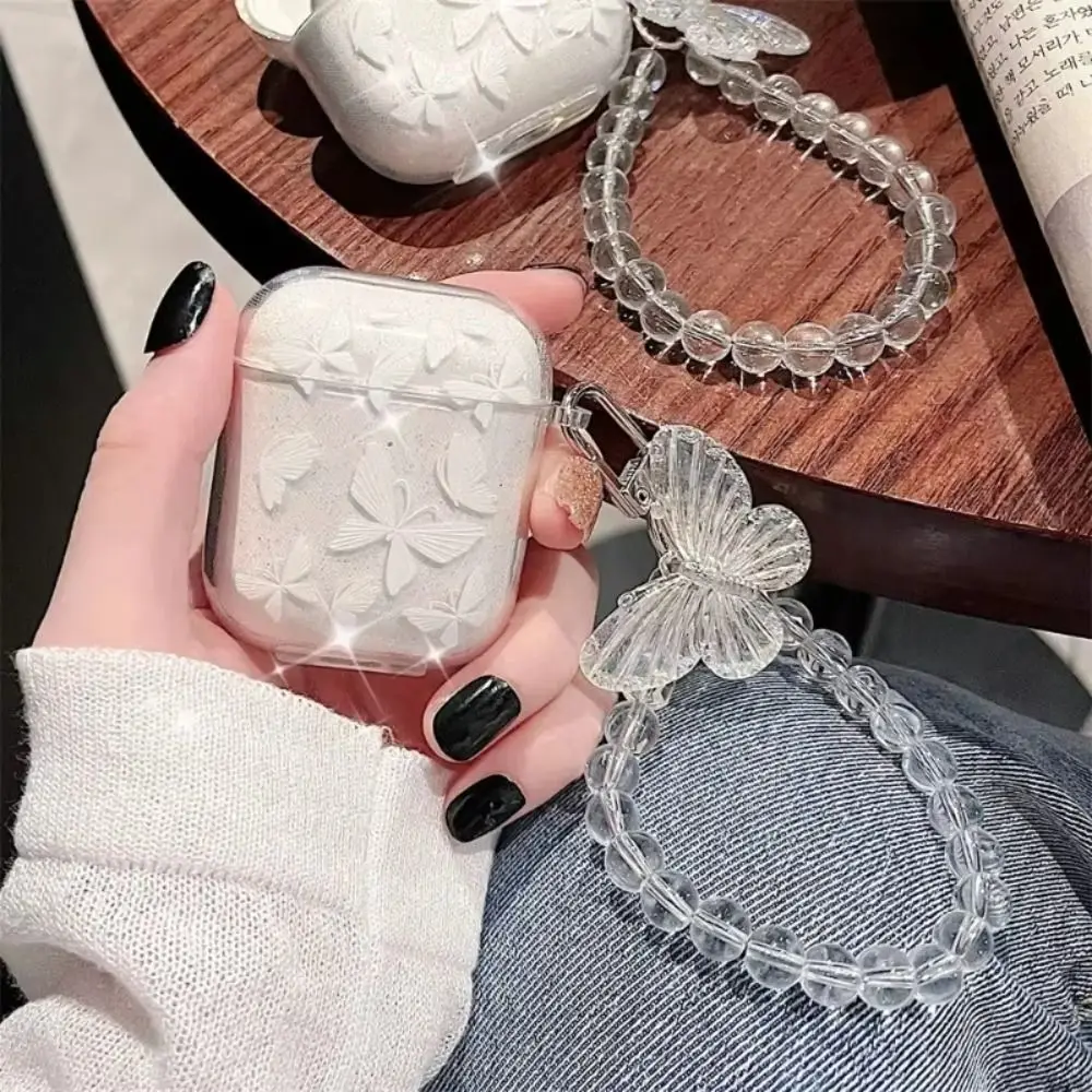 

Butterfly Pendant Earphone Case with Bracelet Decorative Protective Cover TPU Earphone Accessories for AirPods 4/3/2/1/Pro/Pro2