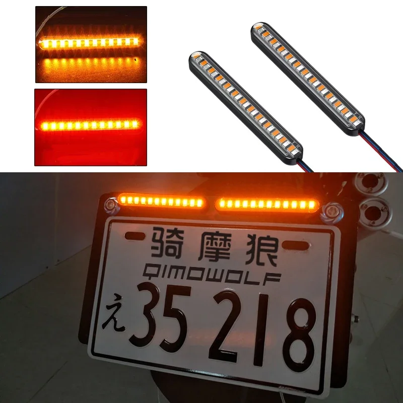 1/2 Pcs Start Scan Motorcycle Turn Signal Led Daytime Running Lights Dual Color Tail Lamp Universal for Auto Motor License Plate