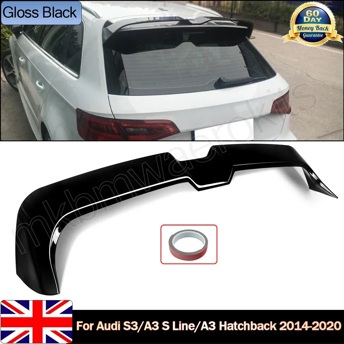 For Audi A3 S Line/S3 8V 5DOOR Hatchback OTG Style Rear Roof Spoiler Wing 14-20