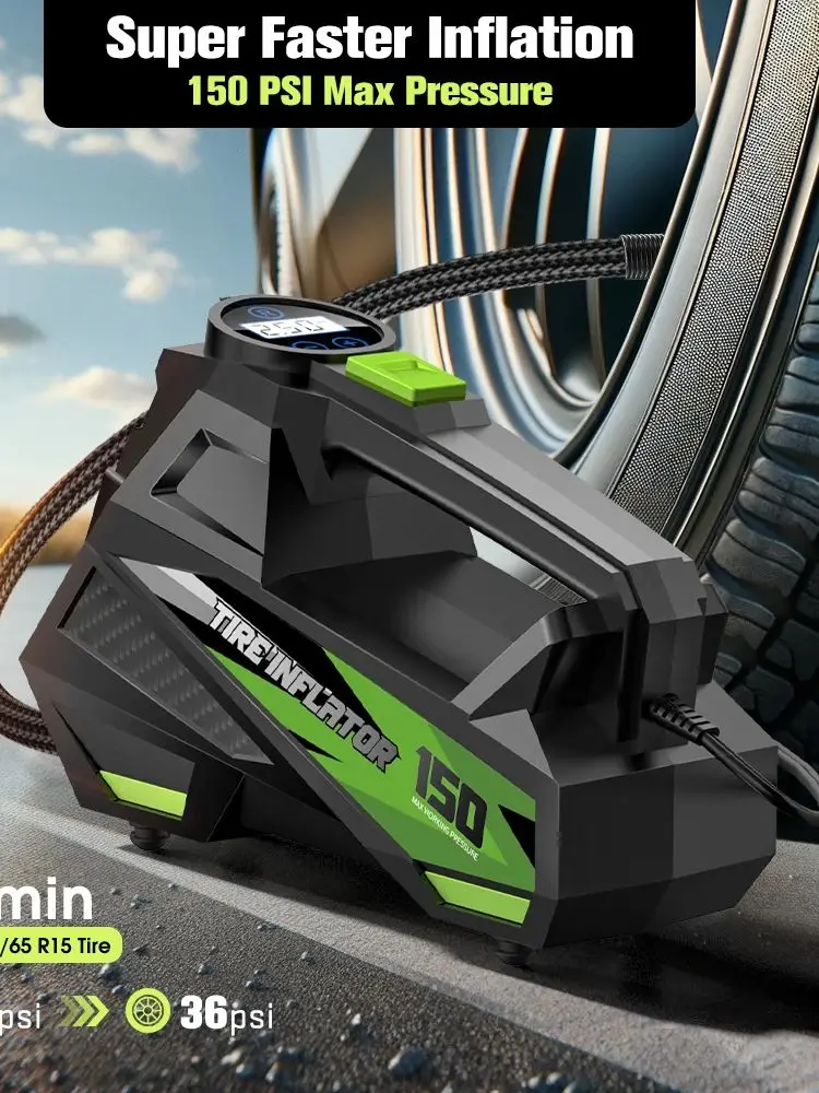 AliExpress CARSUN Carsun Wired 12V Car Air Compressor: Electric Tire Inflator for Motorcycle & Bicycle, with Automatic Inflation & Digital Display