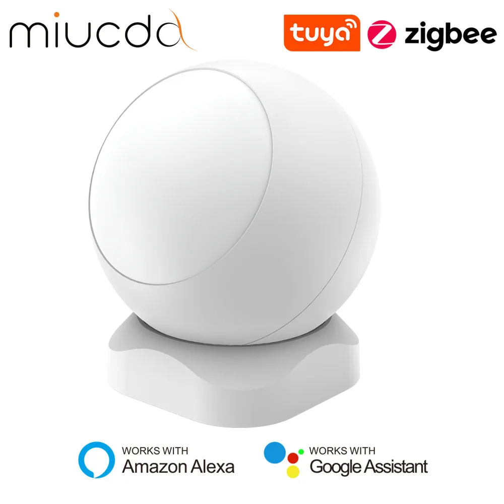 MIUCDA Tuya ZigBee Sensor de movimiento PIR, Detector infrarrojo inalámbrico, alarma antirrobo, seguridad para el hogar inteligente