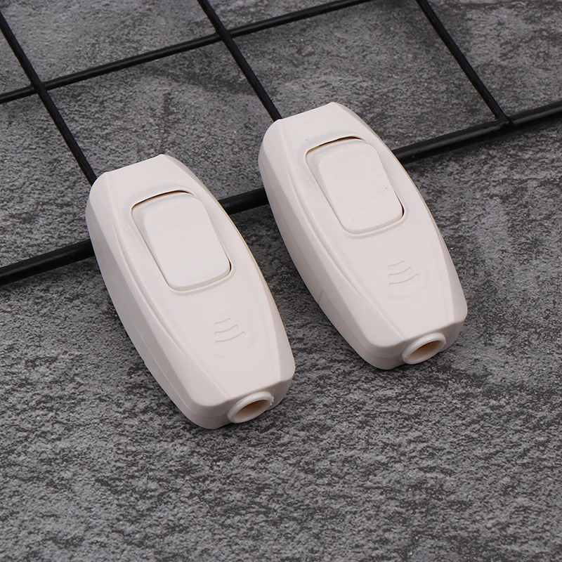 2 Stück Weiße Inline-Ein/Aus-Drucktastenschalter mit LED-Beleuchtung, Online-Mittelstreckensteuerungsschalter, Kabelschalter für Kabinen- und Nachttischlampen, 10A 250V