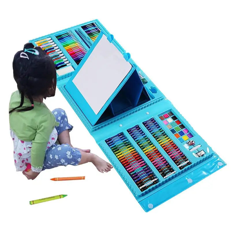 Kids Art Supplies 208 Pieces Drawing Art Creat Kit With Includes Oil Pastels Crayons Colored Pencil Watercolor Cakes Sketch Pad