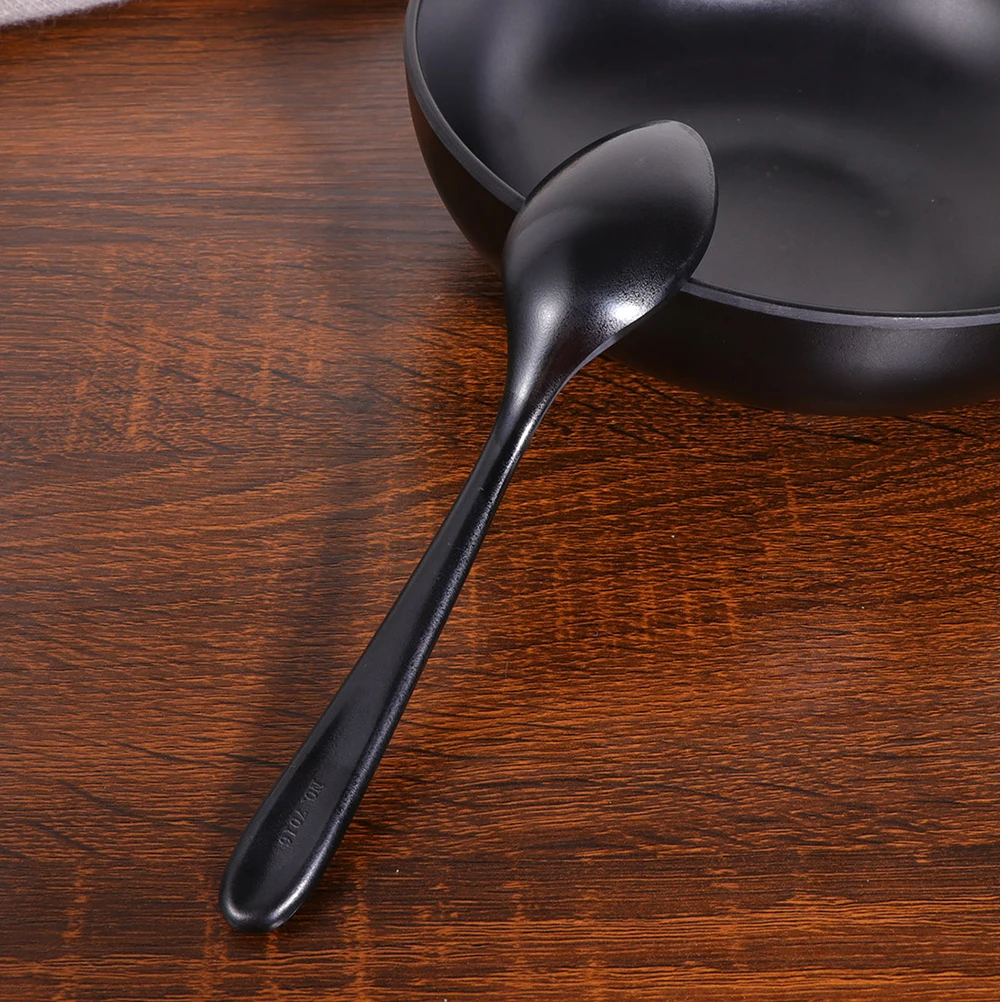 

8 pcs Black Matte Soup Multi-Purpose Rice Ladle Melamine Long Handle Spoon Kitchen Flatware Household Portable Tableware