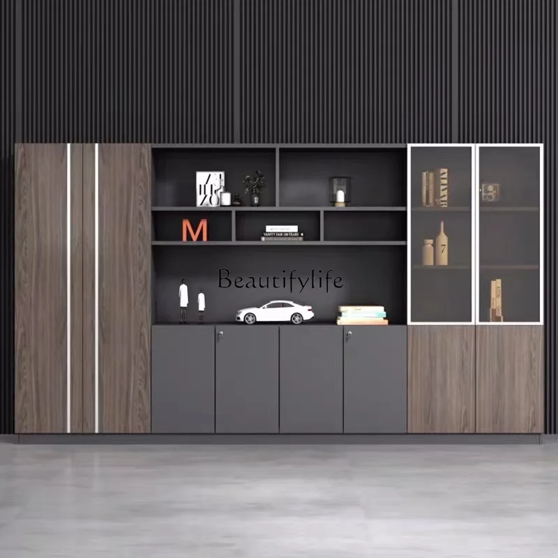Modern light luxury data cabinet Solid wood simple plate file storage Office file cabinet
