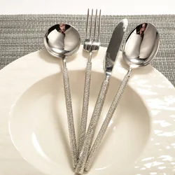 304 Mirror Stainless Steel Dinner Knife Fork Spoon Dinnerware Set Luxury Cutlery Silverware Steak Coffee Dessert Fruit Tableware