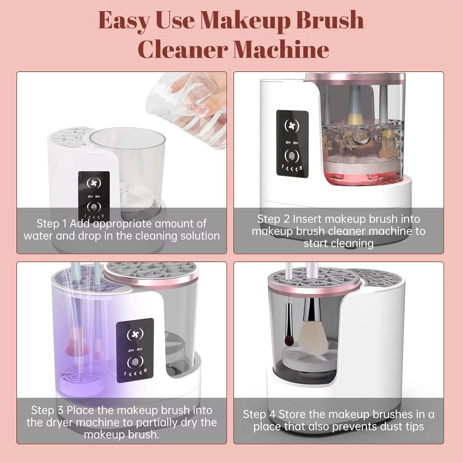 3 IN 1 Electric Makeup Brush Cleaner Machine With Makeup Brush Dryer Mulitfunctional Automatic Cosmetic Brushes Cleaner Tool