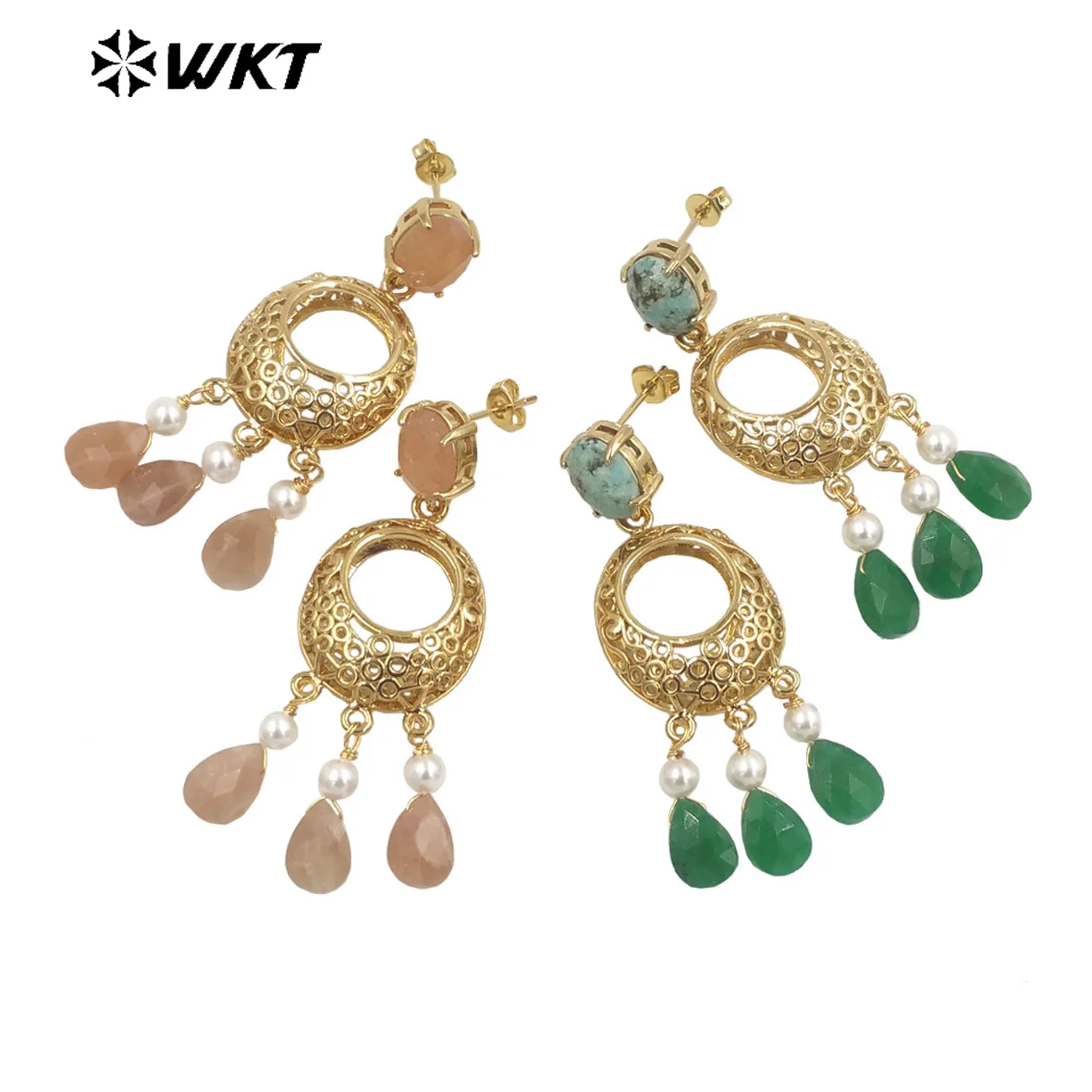 

WKT-E721 WKT 2023 Exquisite earrings Natual gemstone Dance earrings retro women earring luxury Accessories classy jewelry