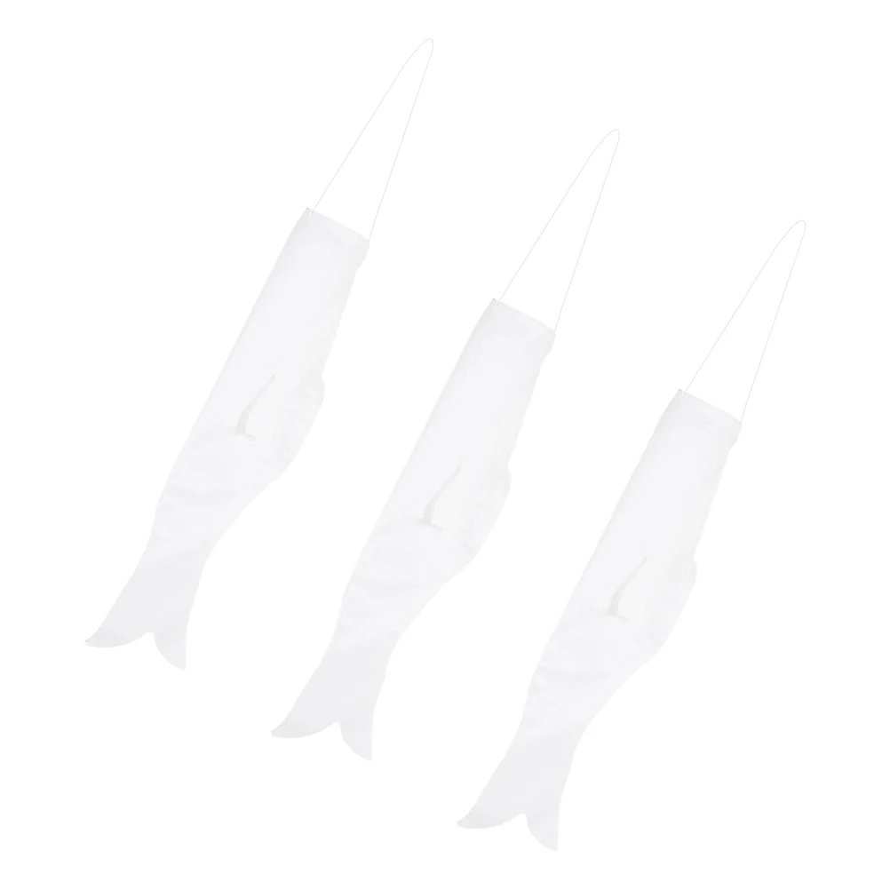 

3 Pcs DIY Japanese Carp Streamer Blank Koi Fish Flags White Garden Decorative Windsock Kids Craft Project Polyester
