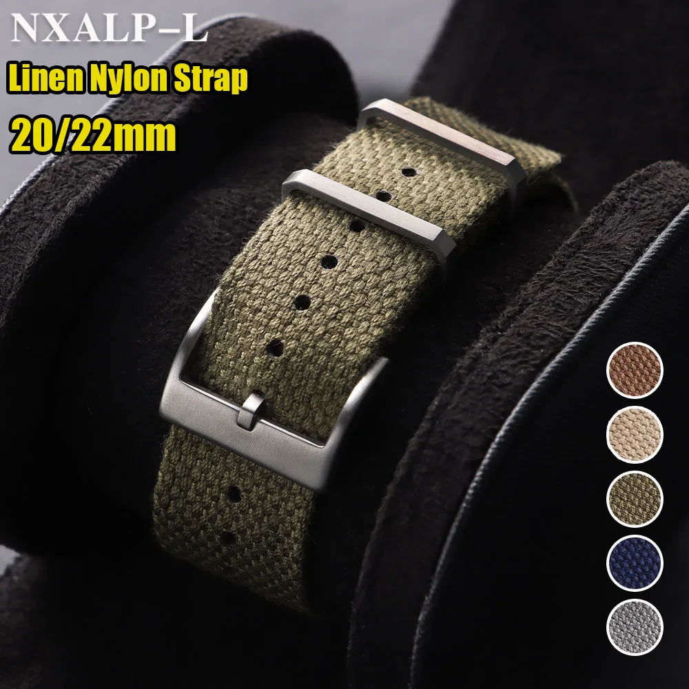 القطن النايلون حزام ل Seiko ل أوميغا معصمه 20 مللي متر 22 مللي متر لينة الكتان حزام (استيك) ساعة النساء الرجال العسكرية الرياضة سوار إكسسوارات