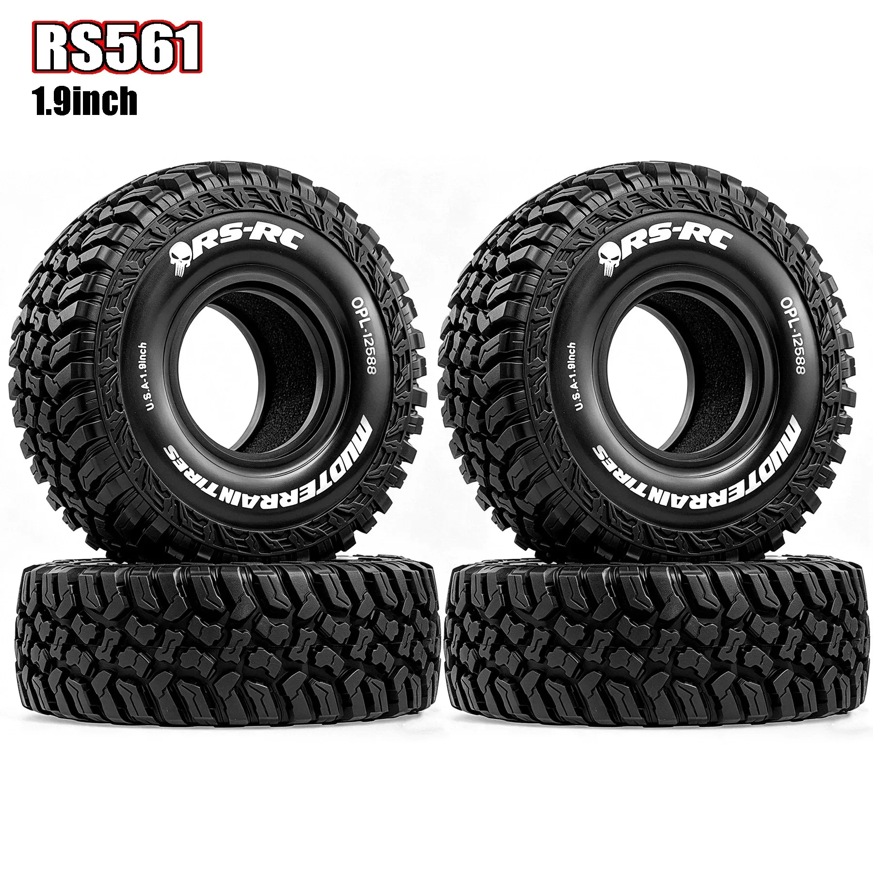 4pcs1.9 Inch Rubber Tyre Outer diameter 120*40mm for 1/10 RC Crawler Car FCX10 TRX4 D90 Trax SCX10 Pro Gen8 VS4-10