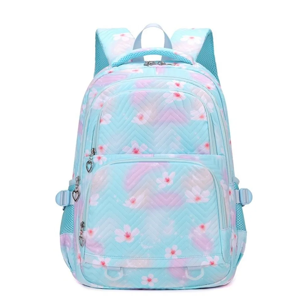 Flower Printed Children Backpack Multiple Pockets Korean Style Shoulders Bag Large Capacity Harajuku Student School Bag Girls
