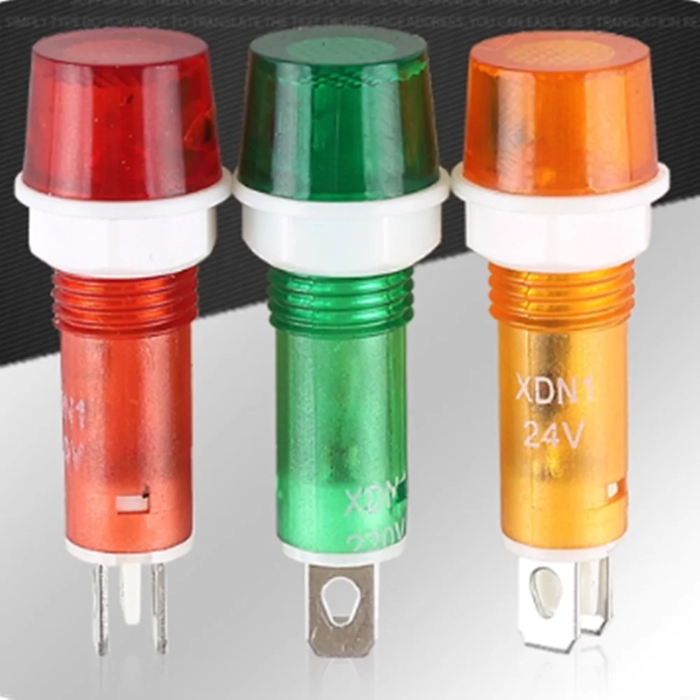 10pcs AC 380V 12V 24V 220V Neon Bulb Type Red Green Yellow Light Indicator Lamp Soldering