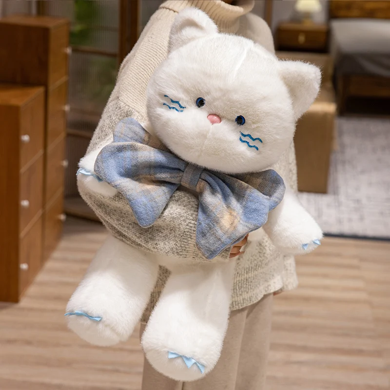 1PC 30/42/60CM Cute Cat with Big Bow Plush Toys Stuffed Animal Soft Toy Cat Pillow for Adults Birthday Christmas Gift