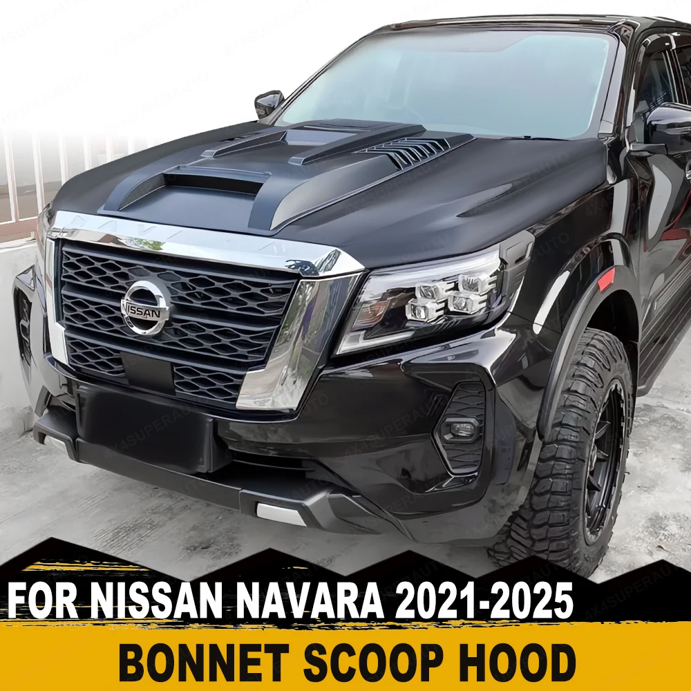 Cubierta de Capó Negra Mate para Nissan Navara 2021 2022 2023 2024 2025 Frontier D23 NP300, Protector de ABS, Accesorios para Auto