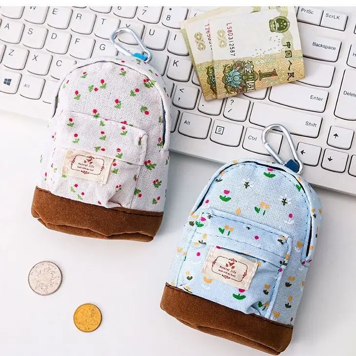 Small Wallet Carry Floral Mini Bag Cute Backpack Canvas Bag Fashionable Funny Sweet Simple Versatile Harajuku Hand-held Coin Bag