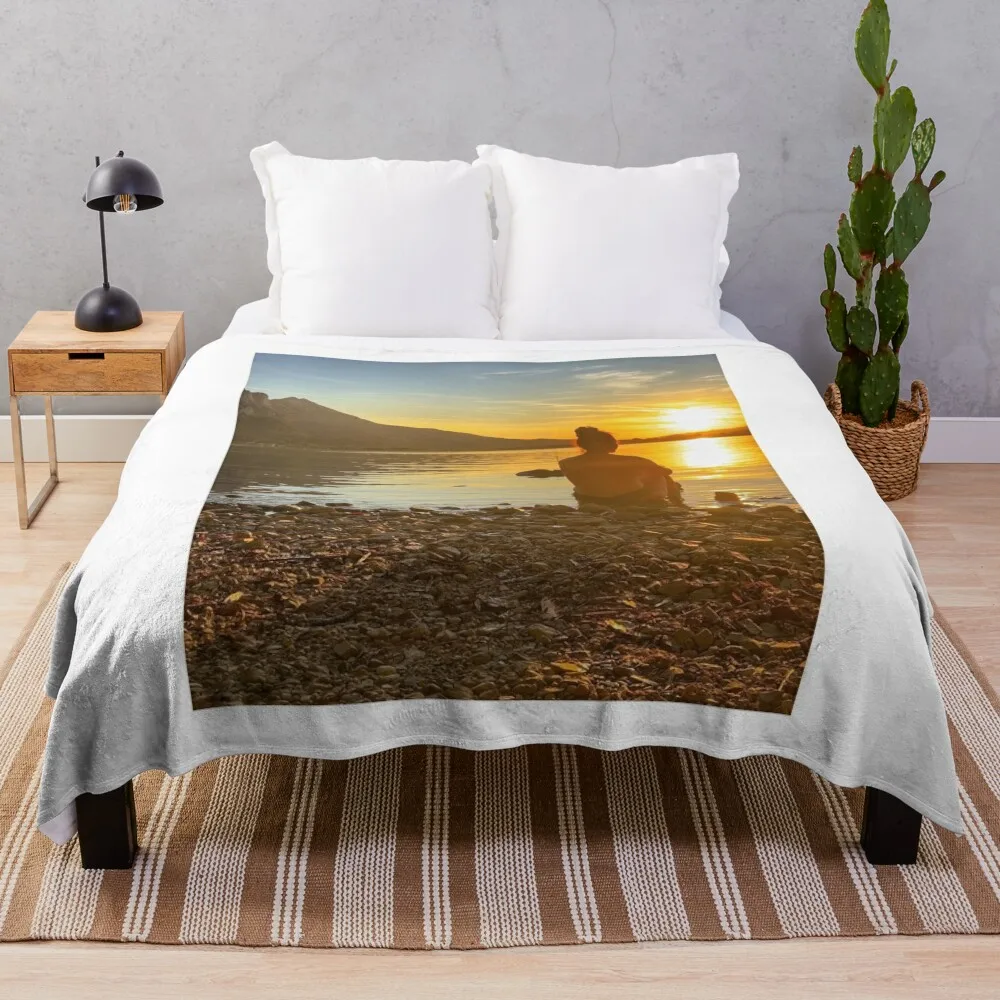 Calm Sunset Reflected in Still Lake\t Throw Blanket valentine gift ideas Thins Sleeping Bag Soft Blankets