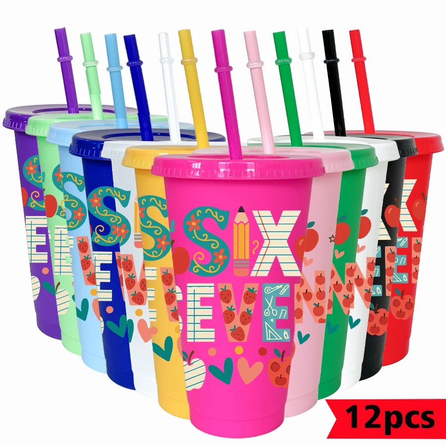 

12Pcs/lot 67 Series Strawberry Love 26oz Colorful Plastic Tumbler Birthday Party Drinkware Homecoming Water Cup