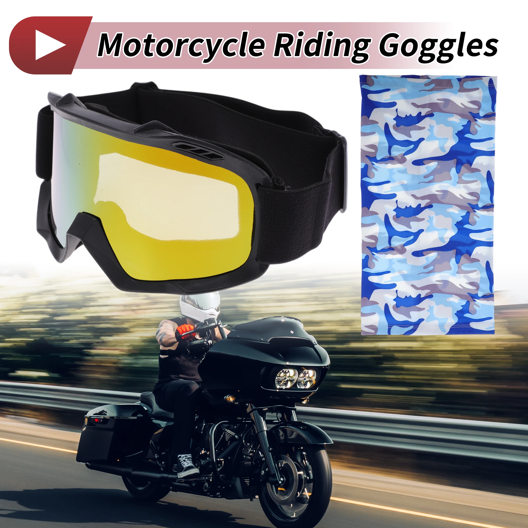 

X Autohaux Motorcycle Riding Goggles Colorful Lens Black Frame