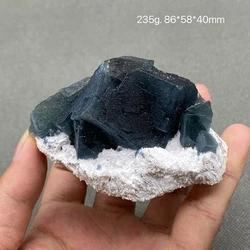 100% natural blue fluorite and crystal symbiotic original stone mineral specimen origin China Inner Mongolia.