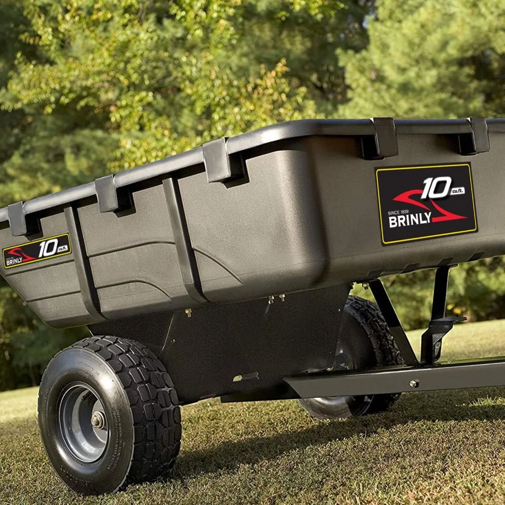 10 cu.ft. 650lb Heavy Duty Tow-Behind Poly Utility Cart & Dump Trailer with Magnetic Hitch Pin & Compression Molded Bed