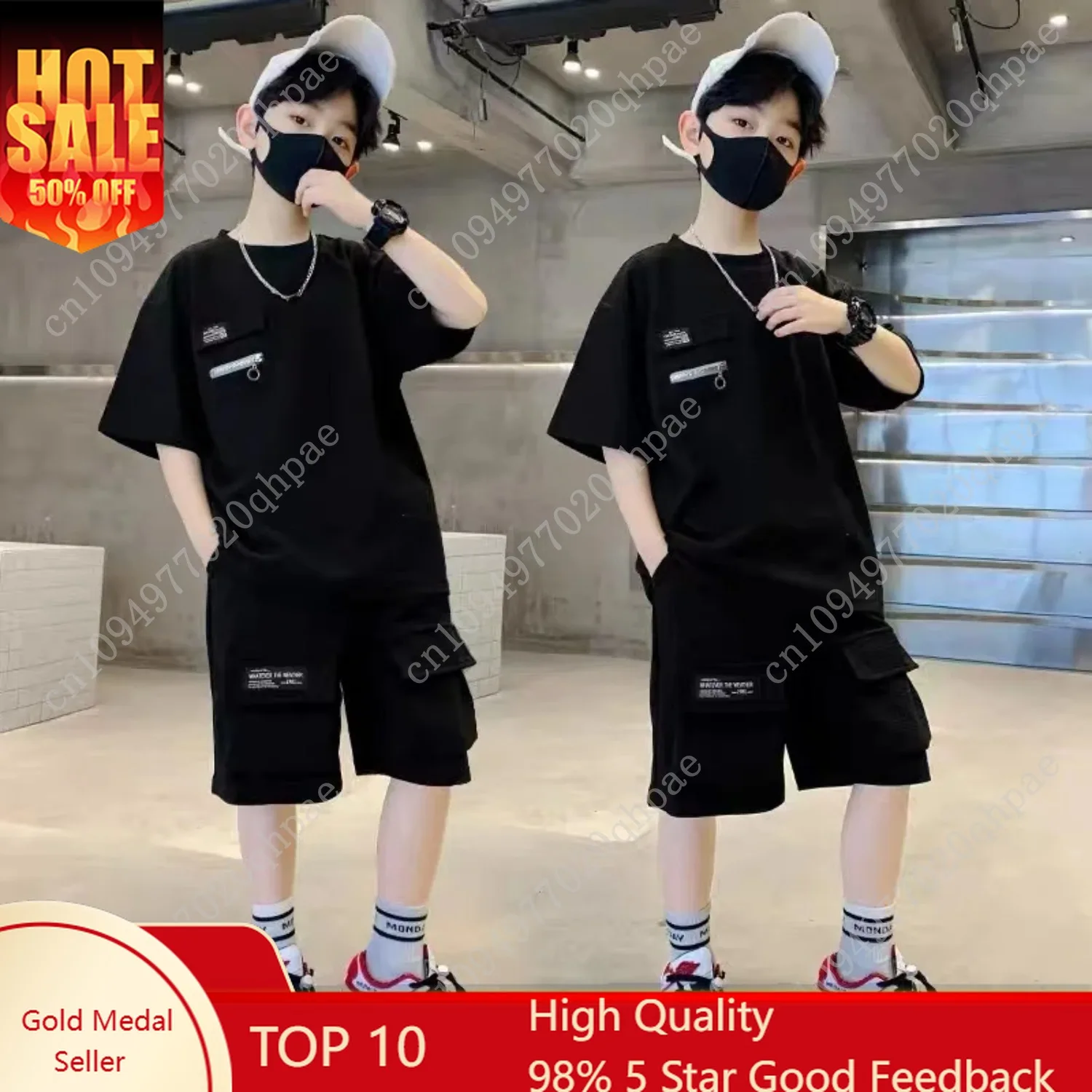 

New Boys Sport Clothing Sets Summer Big Kids Loose Clothes Suit Short Sleeve Tops+Shorts 2Pcs Children Fashion Handsome Outfits