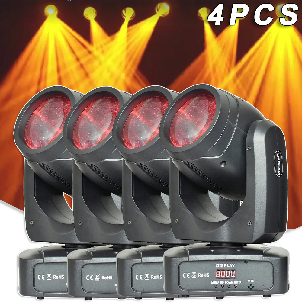 4PCS LED 180W Beam Spot Moving Head Rainbow Effect 18 Prism DMX512 Music Control For Wedding Party Dj Disco Bar Stage Lighting