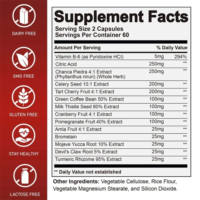 Uric Acid Support Capsules - Uric Acid Cleanse & Kidney Support,Supports Joint & Urinary Tract Health,Relieves Joint Discomfort
