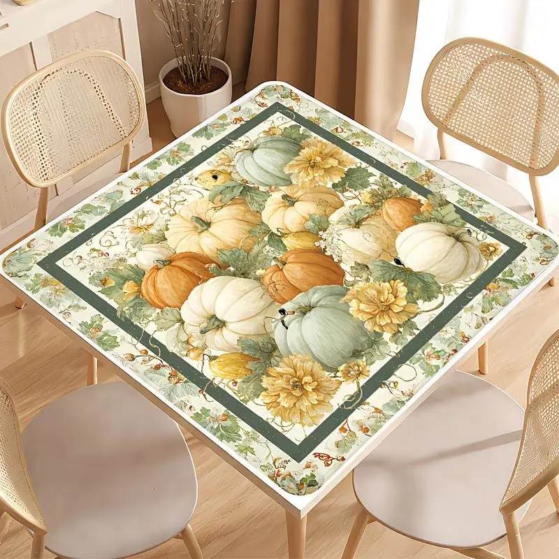 Square Mahjong Table Mat Retro Autumn Sunflower Harvest Printing Anti slip Noise Reduction Game Mat Table Game Desktop Decor