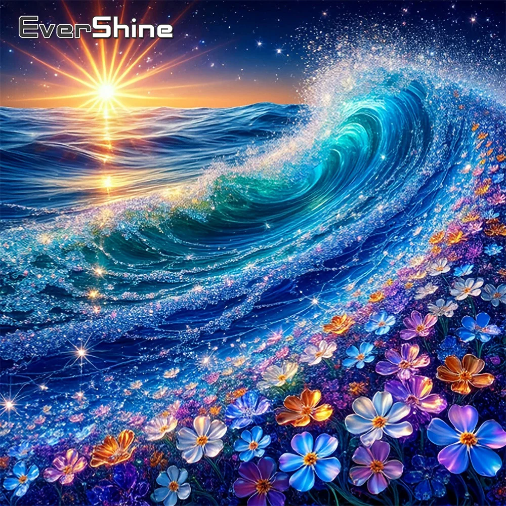 Evershine Voll-Diamant-Stickerei, Meeresbild mit Strass, Landschaftsgemälde, 5D-Diamant-Mosaik, handgefertigtes Geschenk