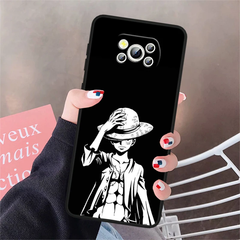 Cartoon O-ne P-ieces Luffy For POCO X6 M6 C55 C50 C40 C3 F5 F4 F3 M6 M5 M4 4G 5G GT Pro Silicone Black Phone Case