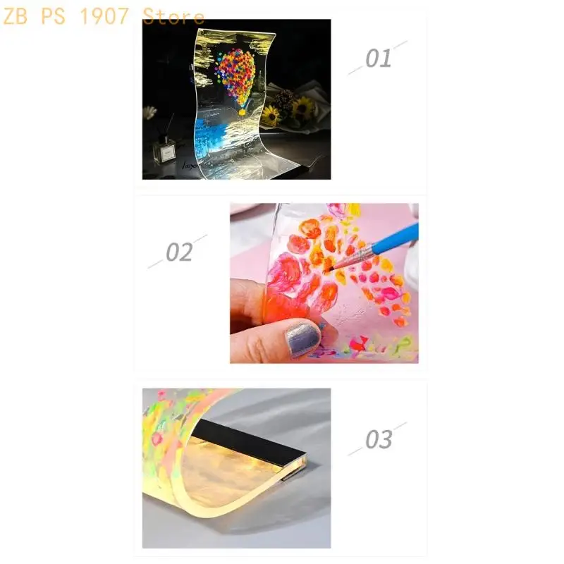 Square Silicone Lamp Holder Molds with USB Light DIY Resin Home Ornaments Mould 55KA