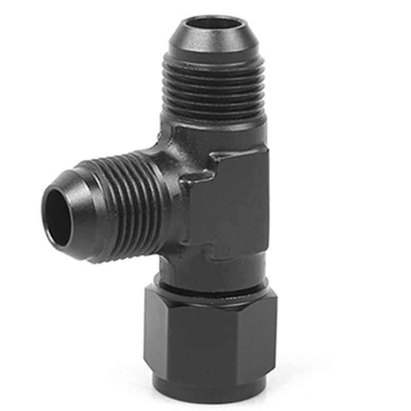 Aluminum Flare Tee Fitting AN4 AN6 AN8 AN10 AN12 Male With 4 6 8 10 12 AN Female Swivel On Side Adaptor Black