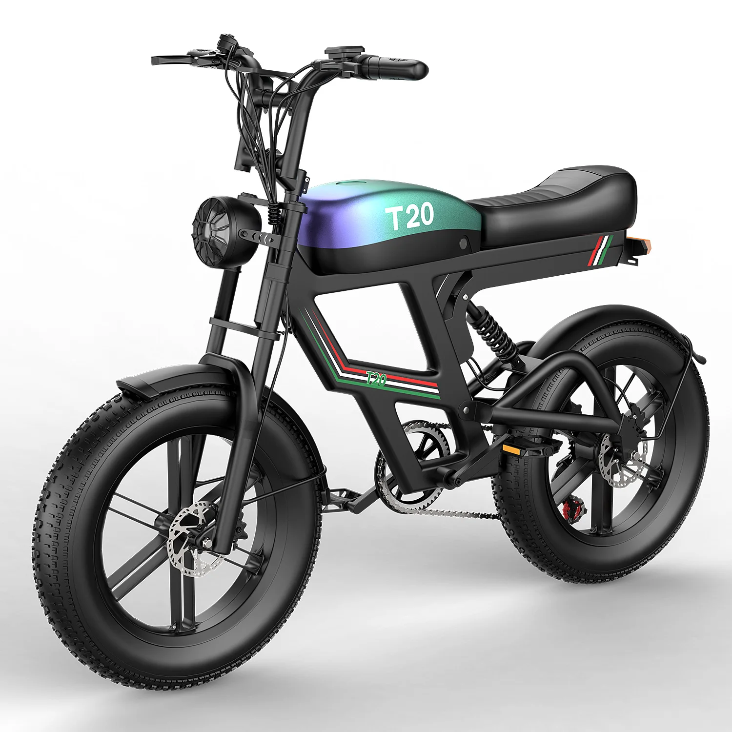 ASKGO Electric Bike for Adults, 20"×4" Fat Tire E-Mountain Bike, 1800W Peak Motor, Up to 30 MPH & 100 Miles Range, 48V 20Ah Battery, 7-Speed Gear, Full Suspension & Hydraulic Brake System for Teens Adults
