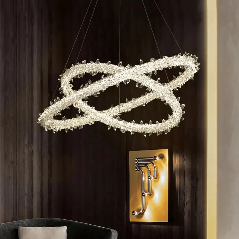 

2025 LED Crystal Wreath Pendant Light Modern Hanging Lamp For Dining Room Bedroom Living Room Coffee Tables Home Decor Lighting