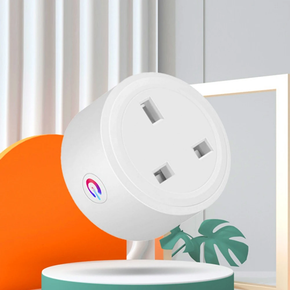ABLN-1 Pcs 20A Tuya Smart Socket White Wifi 3Pin Adapter Home For Alexa Voice Control With Energy Monitoring Timer Function UK P