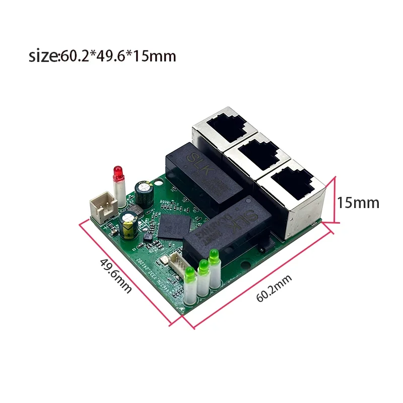 4port Gigabit switch module 5V-24V is  PCBA board 4port 10/100/1000m contact port mini switch module din 4pin cable