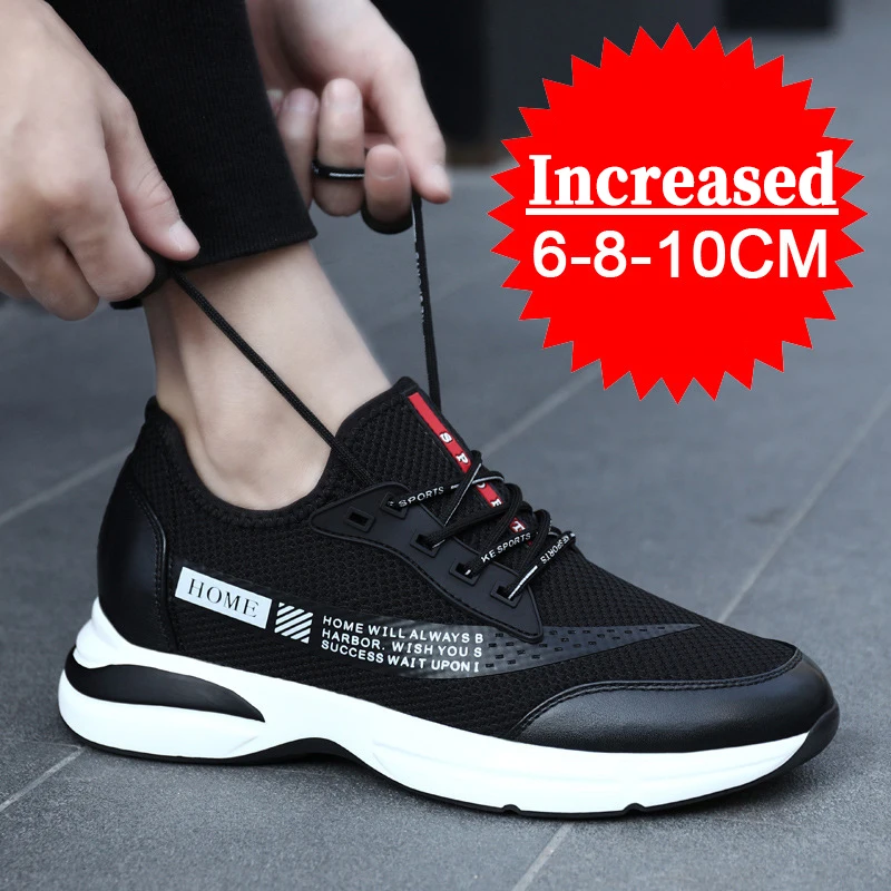 Men\'s Sneakers Elevator Shoes Breathable Height Increasing Invisible Inner Height 6/8/10CM Taller Shoes Comfortable Sports Shoes