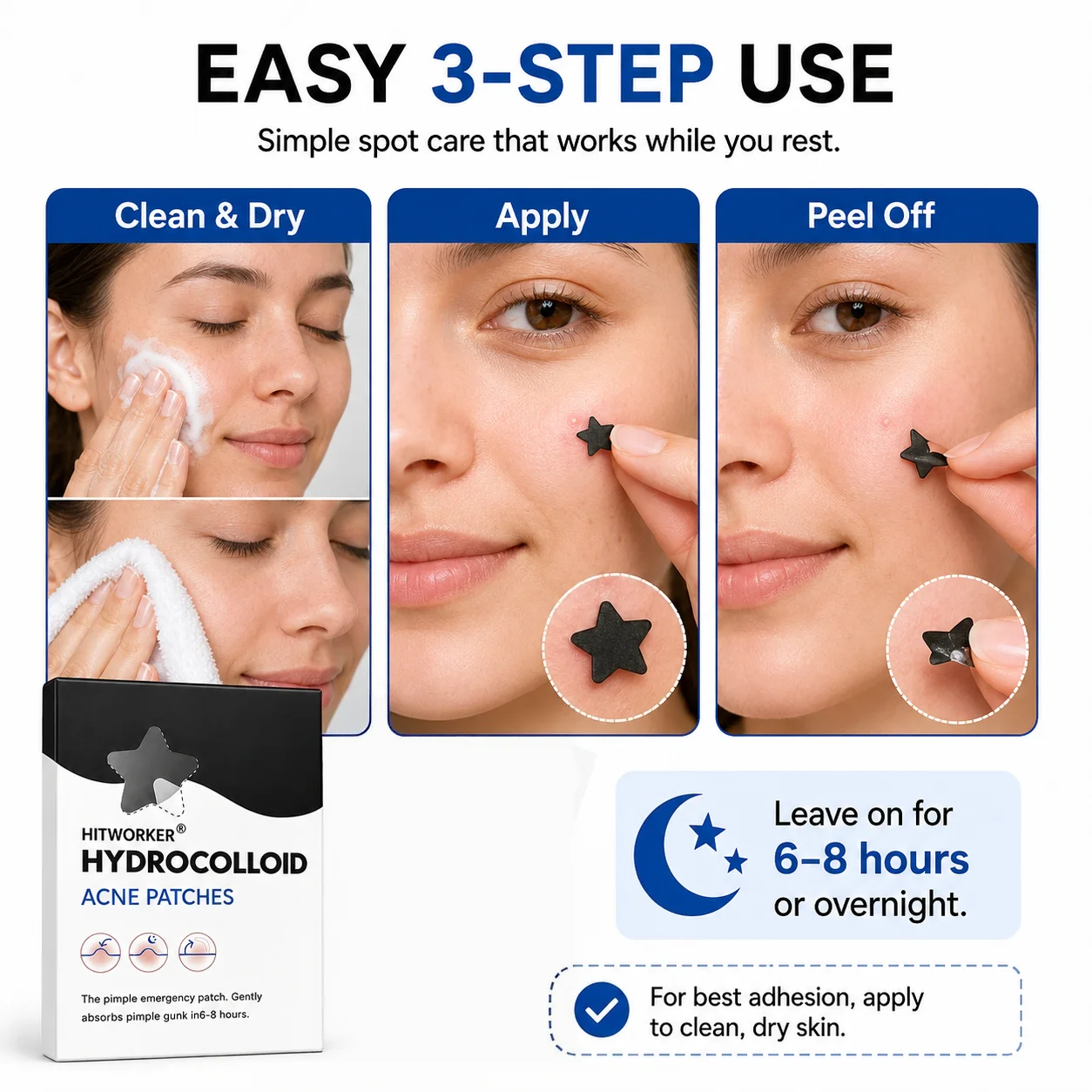 200PCS Star Shape Hydrocolloid Blemish Patches for Face, Black Spot Cover Stickers, Cute Facial Skin Care Patches